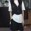 Conjunto Feminino Plus Size de Três Peças para o Verão 2026: Manga Curta + Colete + Shorts, Versátil e Soltinho, Rejuvenescedor
