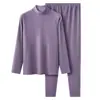 Tejido de Primavera Madre de Mediana Edad y Mayor Camisa Base Catiónica Otoño e Invierno Ropa y Pantalones de Otoño para Mujer Ropa Interior Térmica Engrosada de Cuello Alto para Personas Mayores
