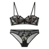 Sujetador sexy tipo conejito estilo francés para mujer, lencería de encaje bordado floral, con aros suaves, minimiza bustos grandes, conjunto de sujetador