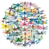 50 Piezas Calcomanías Impermeables de Libélula Acuarela Colorida Insectos de Colores Retro Diario DIY Decoración de Botella de Agua Maleta