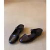 Versão em Couro Macio~Estilo Hepburn Francês Sandálias de Dedo Fechadas de Verão Nicho para Mulheres Baixas com Aumento Oculto de 5cm Sandálias Mary Jane