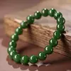 Pulseira de Jade Verde de Taiwan, Pulseira Verde Espinafre, Cordão de Contas de Material da Mongólia Exterior, Jade Hetian, Pulseira Cor de Jaspe, Cordão de Contas de Oração Budista