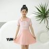 Traje de Banho Infantil Princesa Peça Única com Laço Fofo Tendência Praia Litoral Roupa de Banho Infantil Desenho Animado