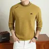 Nueva Sudadera con Capucha de Manga Larga para Hombre Otoño Jersey de Cuello Redondo Top Capa Base de Moda Camiseta de Manga Larga para Hombre