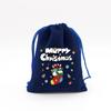 Atacado Sacos de Presente de Doces de Natal Véspera de Natal Embalagem de Maçã Saco de Armazenamento Azul Royal Tecido Flocado Cordão Aba Bolso Calças