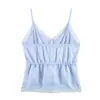 Al por mayor Primavera 2026 Nuevo Estilo Europeo y Americano Ropa para Mujer Top de Satén de Seda con Textura Decorado con Encaje con Tirantes Pequeños 82956