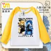 2026 Ropa Transfronteriza Nueva Fuerza Delta Weilong Lobo Rojo para Hombres, Mujeres y Niños, Camiseta de Manga Larga Raglán, Camisa de Algodón Puro Otoñal