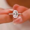 Anillo de moissanita con diamantes de imitación de cuatro garras, de lujo, ligero, estilo europeo y americano, de gran tamaño, ovalado, con forma de huevo de paloma, para mujer.