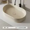 Lavabo de Encimera Rayado Estilo Crema Más Vendido Transfronterizo Lavabo Artístico Estilo Hotel Cerámico Lavabo de Baño Lavabo