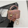 Bolsa Pequena Transfronteiriça para Mulheres 2025 Nova Moda Elegante Bolsa de Ombro Transversal Tendência Bolsa Caixa com Corrente de Lã