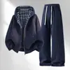 Conjunto de Dos Piezas Falsas de Estilo Nuevo para Primavera 2026 para Hombres y Mujeres, Sudadera con Capucha Retro Americana de Moda, Cárdigan de Primavera y Otoño para Parejas