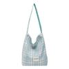Bolsa de lona xadrez estilo coreano feminina 2025 nova bolsa grande capacidade bolsa de ombro casual para estudantes