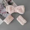 Faixa de cabelo com laço para lavar o rosto para meninas, atacado, cor sólida, versátil, maquiagem simples, pulseira para enxugar o suor, faixa de cabelo de flanela