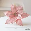 Flor de Natal artificial de veludo de alta qualidade, 27 cm de altura, cor rosa champagne, embalada individualmente com um clipe, para decoração de árvore de Natal
