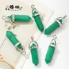 Colgante de Columna Hexagonal de Piedra Natural Más Vendido Transfronterizo Accesorios para Collar DIY Hechos a Mano Colgante de Bala de Doble Punta