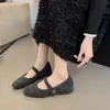 Zapatos Mary Jane de Tira Única Franceses para Mujer 2026 Otoño Zapatos de Felpa Versátiles Suaves sin Cierre Planos Bajos Zapatos de Tira Única
