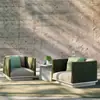 Juego de Sofá de Teca para Exteriores Patio de Villa Silla de Mimbre Impermeable para Exteriores Diseñador Muebles de Madera Maciza para Jardín