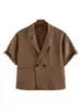 Blazer casual masculino de manga curta europeu e americano com efeito de caimento, de abotoamento duplo, modelagem solta, jaqueta camisa leve para negócios, atacado de fábrica