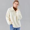 Suéter 100% LãOutono e Inverno Casual Simples Gola Reversível Meio Zíper Pulôver Suéter de Lã Tricotado Espesso Feminino