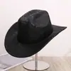 Chapéu de Cowboy Ocidental com Padrão de Pele de Cobra Transfronteiriço, Chapéu de Topo Reto para Outono e Inverno, Chapéu Jazz Retro de Aba Larga Masculino, Feminino