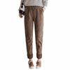 Calças Harem de Veludo Cotelê para Mulheres Inverno Forradas com Lã e Espessadas Quentes Calças Cenoura Cintura Alta Modeladoras Look Versátil Calças de Vovó com Cordão na Perna