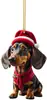 Navidad Nuevo Perro Navideño Decoración de Árbol de Navidad Colgante Acrílico Plano Decoración de Regalo de Navidad Adorno Colgante