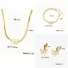 Explosiones Transfronterizas Moda Hoja Mariposa Collar Lujo Ligero Elegante Nicho Diseño Aretes Cortos Joyería Dorada Traje
