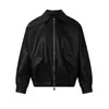 Chaqueta de cuero marrón estilo retro americano con cuello de solapa para hombre, abrigo casual de cuero PU de corte holgado estilo biker corto con cremallera para otoño e invierno