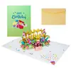 Cartão de Aniversário Estéreo 3D com Música, Luzes, Fogos de Artifício, Design de Bolo, Escultura Criativa de Papel Dobrado, Cartão de Presente para Professores