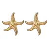 @Procesando Artículos: Pendientes de Estrella de Mar de Verano Europeos y Americanos, Pendientes Retro de Personalidad con Pliegues Irregulares de Moda, Venta al por Mayor