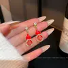 Brincos Saco da Sorte Vermelho Festivo de Ano Novo para Mulheres, Brincos de Tarraxa Lanterna Vermelha Atrai-Fortuna Estilo Chinês, Brincos Versáteis da Moda