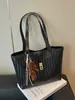Bolso Tote de Hombro para Mujer, Bolso de Mano, Texturizado Casual Vintage, Gran Capacidad, Nuevo Verano 2026, Patchwork, Hebilla de Cierre, para Viajes Diarios