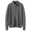 Nuevo Suéter de Punto Cardigan Abrigo de Cachemira Siete Puntos con Bolsillos Casual Versátil Holgado Color Sólido Cuello Alto Cremallera