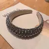 Faixa de Cabelo Esponja com Contas Retrô Europeia e Americana, Tiara de Cabelo de Cristal Feita à Mão Barroca, Adorno de Cabeça Grande de Cano Alto para Mulheres, Acessório de Cabelo Elegante para Senhoras