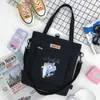 Bolsa de Lona Bolsa Transversal Feminina Bolsa de Ombro de Grande Capacidade Bolsa Multifuncional para Estudo e Tutoria Estilo Coreano Simples Mochila Bolsa de Estudante