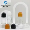 Botella transparente esmerilada redonda recta con aplicador roller de bola 30ml botella de vidrio para aceite esencial botella para aceite de masaje de perfume cuenta 50ml