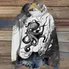 Sudadera con capucha digital 3D transfronteriza para mujer con estampado de pulpo, sudadera con capucha tipo pullover de comercio exterior al por mayor