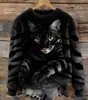 2026 Nuevo Modelo Estación Independiente Transfronteriza Amazon Estampado Digital 3D Gato Navidad Sudadera de Cuello Redondo para Mujer para Otoño e Invierno