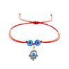 Venta Caliente Transfronteriza Nueva Tortuga Dos Cuentas Redondas Ojos Azules Ojos Malignos Tejido Negro Pulsera Viva Cuerda Roja de la Suerte