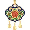 Colgante de oro Cloisonné con cuentas Hebilla Ping An Candado de Larga Vida Cadena para suéter Pulsera Collar Etiqueta DIY Hecha a mano Accesorios