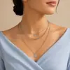Joyería transfronteriza europea y americana, elegante y a la moda, accesorios de cadena gruesa con personalidad, collar de lentejuelas redondas con cadena de suéter multicapa para mujer