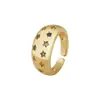Moda Transfronteriza Europea y Americana Elegante Anillo Abierto Ajustable de Doble Fila con Diamante y Circonita Anillo de Celebridad de Internet Ins Joyería de Mano