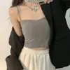 Spice Girls Camisola Pequena Colete Interno Feminino com Bojo para Verão Design de Amarração no Peito Sem Alças Peça Externa Sem Mangas Top Curto