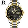 Reloj de Hombre Auténtico Rui Zhi Yuan con Correa de Acero Inoxidable, Reloj de Pulsera Resistente al Agua, Cuero Genuino, Reloj Mecánico Automático Esqueleto para Hombre