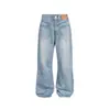 Pantalones de Mezclilla Retro Primavera Verano Americanos para Hombre Diseño Invertido Bolsillos Patchwork Personalidad de Nicho Moda Pierna Curva Jeans de Moda