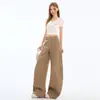 Jeans Retro Americano Khaki Scimitar Verão 2025 Novo Cintura Alta Emagrecimento Perna Larga Foice Comprimento Total Calças