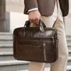 Pasta de couro genuíno Marant masculina, bolsa de negócios para homens, bolsa para laptop de couro bovino de camada superior, bolsa executiva vintage