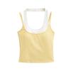 Ropa interior sexy de dos piezas falsas en color contrastante, camisola con almohadillas para el pecho para mujeres, para realzar el busto y mostrar una espalda sexy y hermosa
