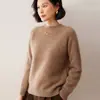 Suéter de cachemira de tres hilos y cinco agujas para mujer, jersey holgado y grueso de punto, jersey de cuello redondo a juego para otoño e invierno.
