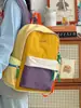 Mochila escolar para mujer, bloques de color dopamina, alto atractivo estético, bolsa escolar, bolsa para viajes de ocio al aire libre, mochila pequeña estilo universitario